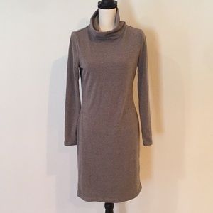 Brown stretch sweater mid length dress